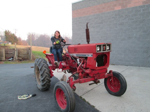 No, I don't know how to drive this tractor yet. I'm just sitting on it.